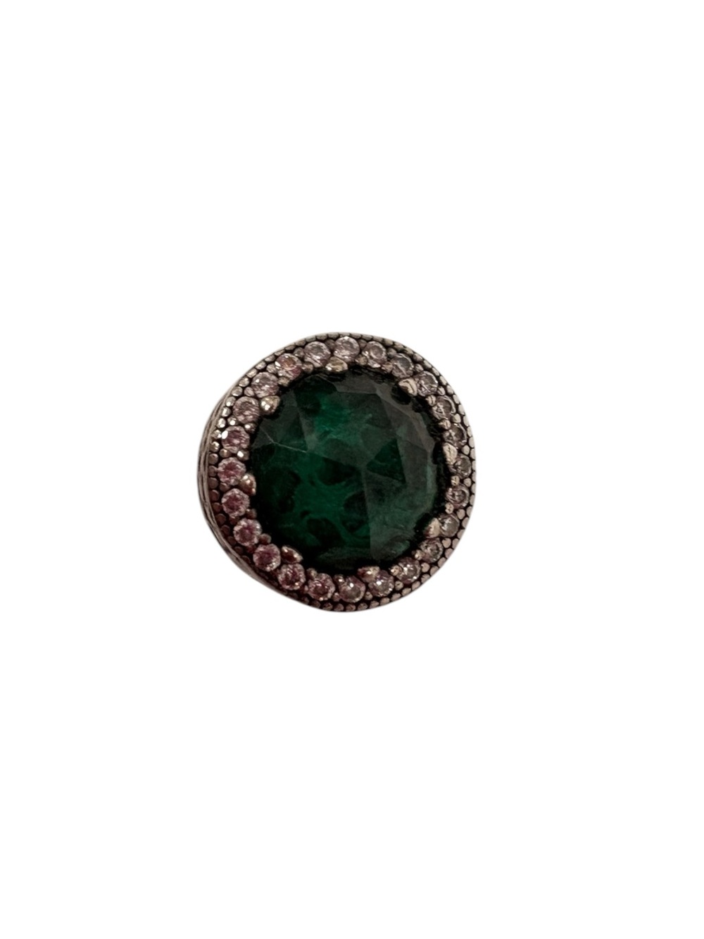 Pandora Green Crystal Halo Charm with Clear Accents